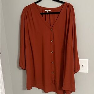 Maurices Terracotta Button-Up Blouse